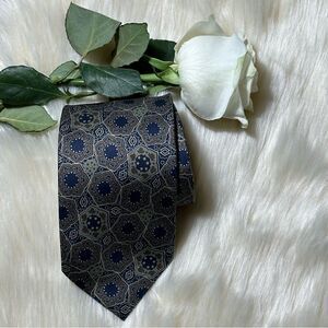 Valentino Blue and Gray Geometric Silk Tie